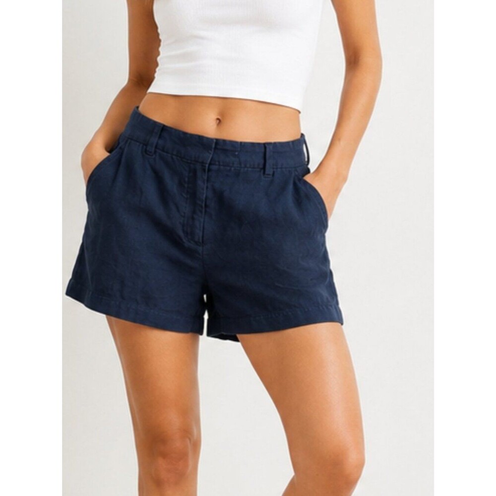 Abercrombie & Fitch Linen Shorts Plus Size 33/18 Navy Casual Summer